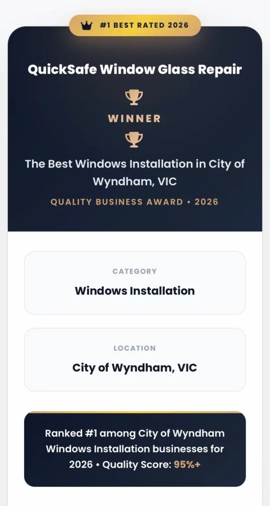2026 Quality Business Award Winner QuickSafe Window Glass Repair