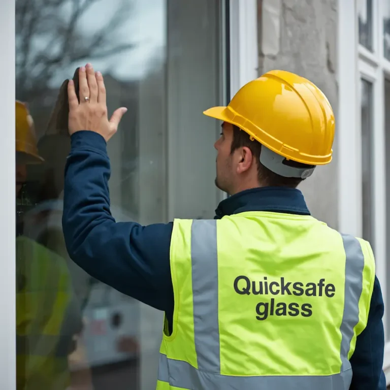 Glazier installing a secure window glass replacement in Melbourne