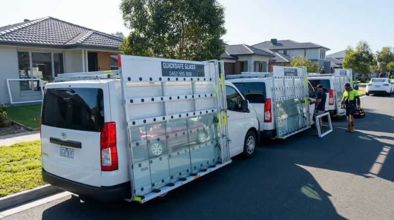 Glazier installing a secure window glass replacement in Melbourne